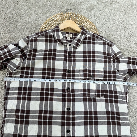 Filson Men’s Rustic Oxford Shirt Button Up Longsleeve Brown Plaid Cotton XL - Picture 13 of 14